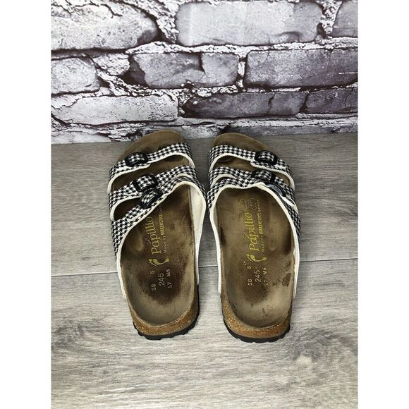 BIRKENSTOCK PAPILLIO Black White Leather Footbed Sandals Women’s Sz 38EU/7.5M US - Picture 5 of 16